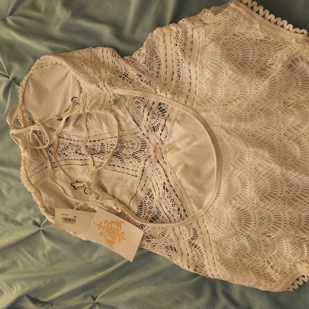 BECCA White Lace One Piece Swimsuit